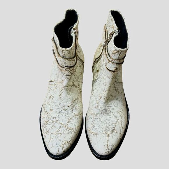 Zadig & Voltaire Cracked Leather Motorcycle Booties Boots Size 38 - Picture 4 of 6